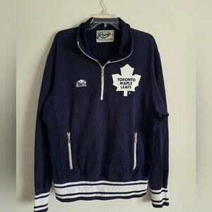 ROOTS x Toronto Maple Leafs | half-zip NHL hockey pullover Sweatshirt Navy Sz XL